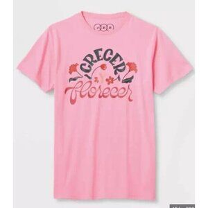 JZD Women's Crecer y Florecer Latino Heritage T-Shirt Top Pink Size Large L NEW